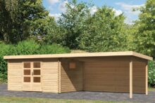 Woodfeeling | Tuinhuis Trittau 5 met Overkapping 4,4 en Achterwand