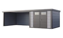 Telluria | Tuinhuis Eleganto 3030 met Overkapping Lounge XL | Links | Lichtgrijs