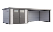 Telluria | Tuinhuis Eleganto 3030 met Overkapping Lounge XL | Rechts | Wit-Antraciet