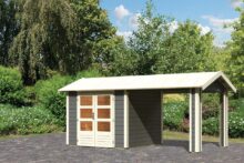 Karibu | Tuinhuis Theres 3 met 1 Aanbouw | Terragrijs