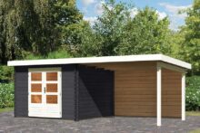 Woodfeeling | Tuinhuis Bastrup 5 met Overkapping 3,0 en Achterwand | Antraciet