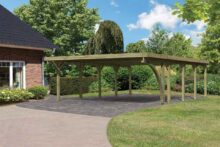 Karibu | Dubbele Carport Classic 3 | Variant B met Stalen Dakplaten