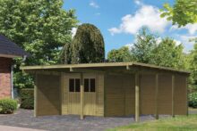 Karibu | Dubbele Carport Eco 2 met Berging Middelgroot | Variant B