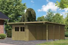 Karibu | Dubbele Carport Eco 2 met Berging Groot | Variant B