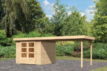 Woodfeeling | Tuinhuis Askola 3,5 met Overkapping 2,8 | Onbehandeld