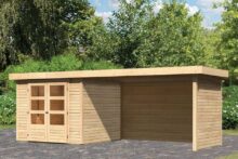 Woodfeeling | Tuinhuis Askola 3,5 met Overkapping 2,8, Zij- en Achterwand | Onbehandeld