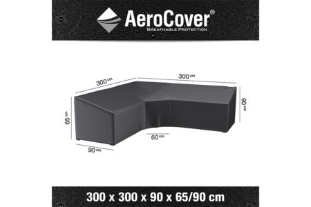 AeroCover | Loungesethoes 300 x 300 x 90 x 65-90(h) cm | L-vorm Trapeze