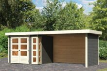 Woodfeeling | Tuinhuis Kerko 3 met Overkapping 2,8, Zij- en Achterwand | Terragrijs