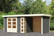 Woodfeeling | Tuinhuis Kerko 4 met Overkapping 2,4, Zij- en Achterwand | Terragrijs