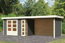 Woodfeeling | Tuinhuis Kerko 4 met Overkapping 2,8, Zij- en Achterwand | Terragrijs