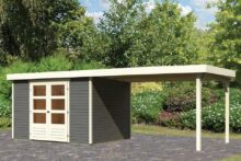 Woodfeeling | Tuinhuis Askola 5 met Overkapping 2,4 en Achterwand | Terragrijs