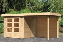 Woodfeeling | Tuinhuis Askola 2 met Overkapping 2,4 en Achterwand | Onbehandeld