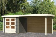 Woodfeeling | Tuinhuis Askola 2 met Overkapping 2,8 en Achterwand | Terragrijs