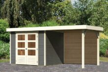 Woodfeeling | Tuinhuis Askola 3 met Overkapping 2,4 en Achterwand | Terragrijs