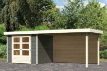 Woodfeeling | Tuinhuis Askola 3 met Overkapping 2,8 en Achterwand | Terragrijs