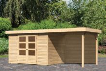 Woodfeeling | Tuinhuis Askola 4 met Overkapping 2,4 en Achterwand | Terragrijs