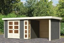 Woodfeeling | Tuinhuis Kerko 5 met Overkapping 2,4, Zij- en Achterwand | Terragrijs