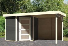 Woodfeeling | Tuinhuis Schwandorf 3 met Overkapping 2,4 en Achterwand | Terragrijs