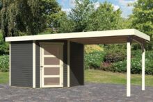 Woodfeeling | Tuinhuis Schwandorf 5 met Overkapping 2,8 | Terragrijs