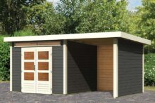 Woodfeeling | Tuinhuis Kandern 6 met Overkapping 2,6, Zij- en Achterwand | Terragrijs