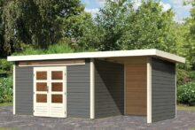 Woodfeeling | Tuinhuis Kandern 7 met Overkapping 2,6, Zij- en Achterwand | Terragrijs