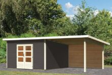 Woodfeeling | Tuinhuis Northeim 5 met Overkapping 3,3 en Achterwand | Terragrijs