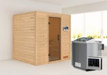 Woodfeeling | Sauna Anja | Antracietglas | Biokachel 4,5 kW Externe Bediening