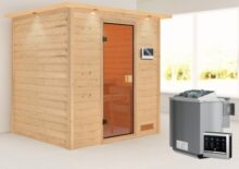 Woodfeeling | Sauna Adelina met Dakkraag | Biokachel 4,5 kW Externe Bediening