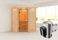 Woodfeeling | Sauna Antonia met Dakkraag | Kachel 3,6 kW Geïntegreerde Bediening