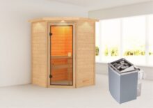 Woodfeeling | Sauna Antonia met Dakkraag | Kachel 4,5 kW Geïntegreerde Bediening