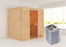 Woodfeeling | Sauna Anja | Bronzeglas | Kachel 4,5 kW Geïntegreerde Bediening