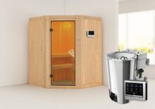 Karibu | Sauna Minja | Bronzeglas | Biokachel 3,6 kW Externe Bediening