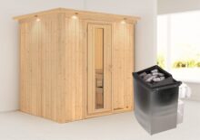 Karibu | Sauna Bodin met Dakkraag | Energiesparend | Kachel 4,5 kW Geïntegreerde Bediening