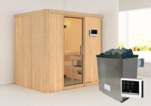 Karibu | Sauna Bodin | Helderglas | Kachel 4,5 kW Externe Bediening