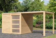 Karibu | Tuinhuis Qubic 1 met Overkapping | Onbehandeld