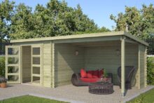 Outdoor Life Products | Tuinhuis met Overkapping Manuel 600 x 275 | Geïmpregneerd | Olijfgroen