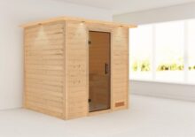 Woodfeeling | Sauna Anja met Dakkraag | Antracietglas