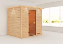 Woodfeeling | Sauna Anja met Dakkraag | Bronzeglas