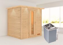 Woodfeeling | Sauna Anja met Dakkraag | Energiesparend | Kachel 4,5 kW Geïntegreerde Bediening