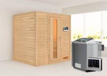 Woodfeeling | Sauna Anja | Energiesparend | Biokachel 4,5 kW Externe Bediening