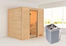 Woodfeeling | Sauna Anja | Helderglas | Kachel 4,5 kW Geïntegreerde Bediening