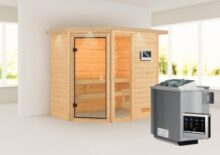 Woodfeeling | Sauna Jada met Dakkraag | Biokachel 9 kW Externe Bediening