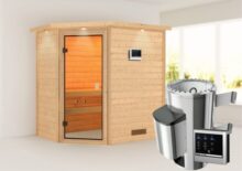 Woodfeeling | Sauna Jella met Dakkraag | Kachel 3,6 kW Externe Bediening