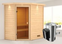 Woodfeeling | Sauna Jella met Dakkraag | Kachel 3,6 kW Geïntegreerde Bediening