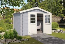 Outdoor Life Products | Tuinhuis Norah 275 x 230 | Gecoat | Platinum Grey-Wit