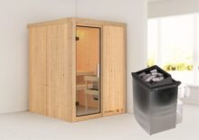 Karibu | Sauna Norin | Helderglas | Kachel 4,5 kW Geïntegreerde Bediening