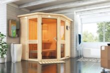 Karibu | Sauna Amelia 3 | Helderglas | Kachel 9 kW Geïntegreerde Bediening