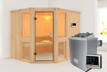 Karibu | Sauna Amelia 3 | Helderglas | Kachel 9 kW Externe Bediening