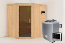 Karibu | Sauna Carin | Antracietglas | Biokachel 4,5 kW Externe Bediening