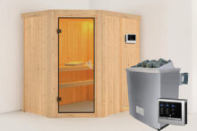 Karibu | Sauna Carin | Bronzeglas | Kachel 4,5 kW Externe Bediening